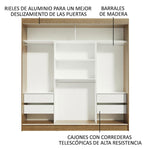 Closet Reno Marron 180x205cm Con Espejo Y Cinco Cajones