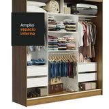 Closet Reno Marron 180x205cm con Espejo y Cinco Cajones - Closets | Bylmo