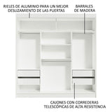 Closet Reno Blanco y Marron 180x205cm con Espejo y Cuatro Cajones - Closets | Bylmo