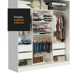 Closet Reno Blanco Y Marron 180x205cm Con Espejo Y Cuatro Cajones