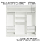 Closet Reno Blanco Y Marron 180x205cm Con Espejo Y Cinco Cajones