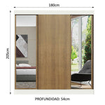 Closet Reno Blanco Y Marron 180x205cm Con Espejo Y Cinco Cajones