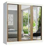 Closet Reno Blanco y Marron 180x205cm con Espejo y Seis Cajones - Closets | Bylmo