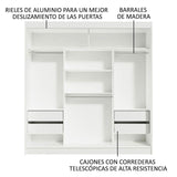 Closet Reno Blanco y Marron 180x205cm con Espejo y Seis Cajones - Closets | Bylmo