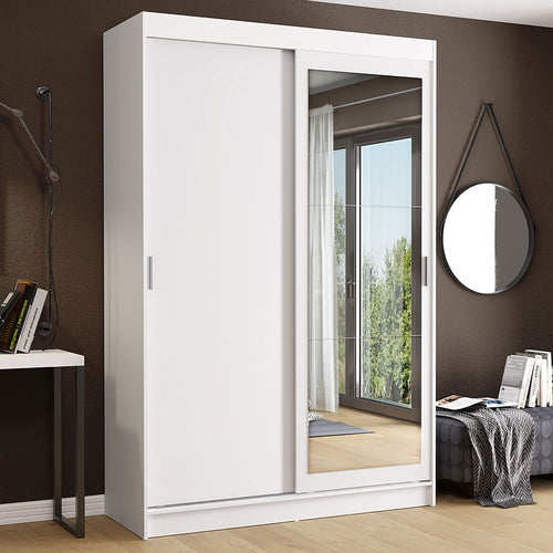 Closet Tokio Blanco 109x218cm Con Espejo Y Cuatro Cajones