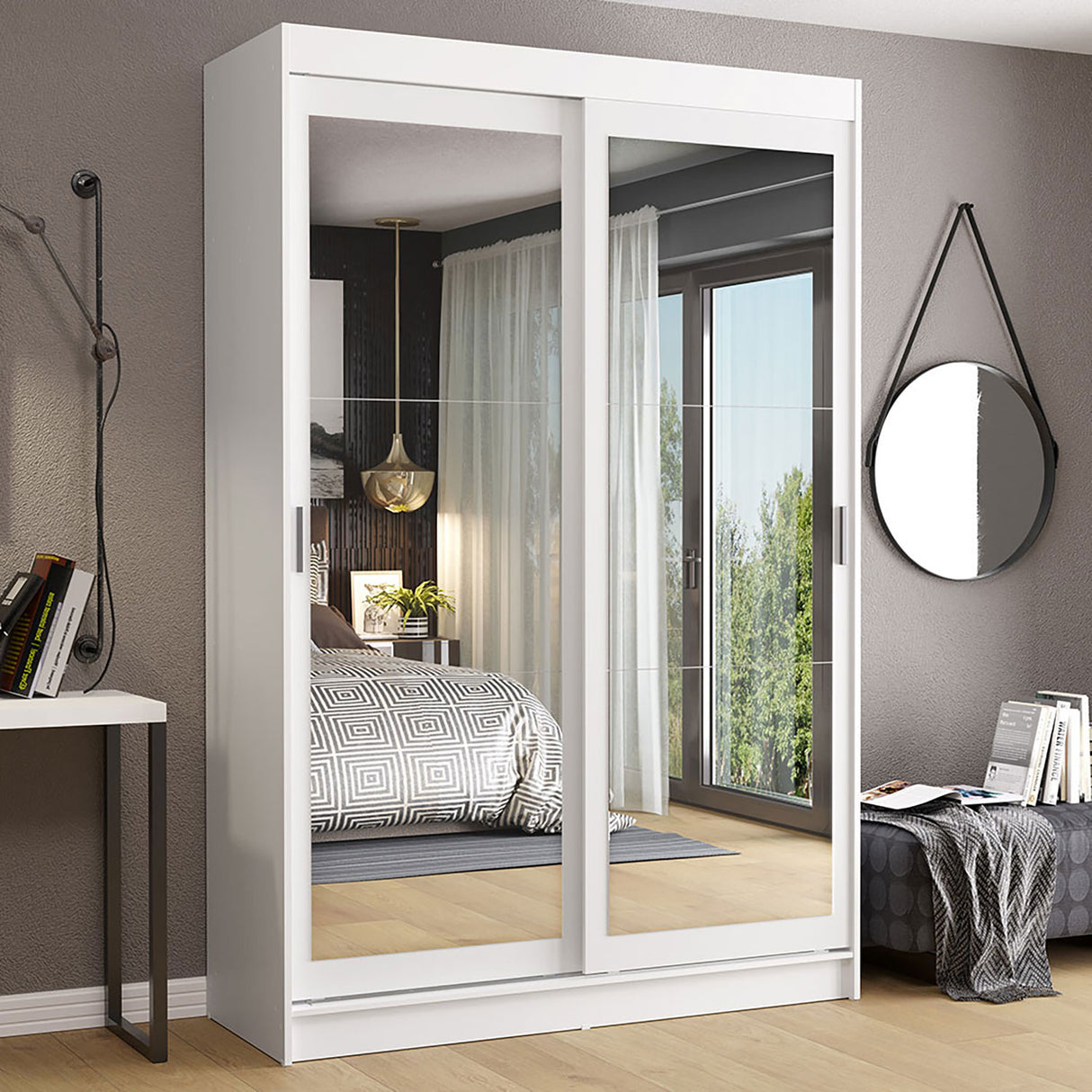 Closet Tokio Blanco 109x218cm con Espejo y Cinco Cajones - Closets | Bylmo