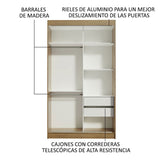 Closet Tokio Marron 109x218cm sin Espejo y con Tres Cajones - Closets | Bylmo