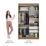 Closet Tokio Marron 109x218cm con Espejo y Cuatro Cajones - Closets | Bylmo