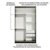 Closet Tokio Negro 109x218cm con Espejo y Cuatro Cajones - Closets | Bylmo