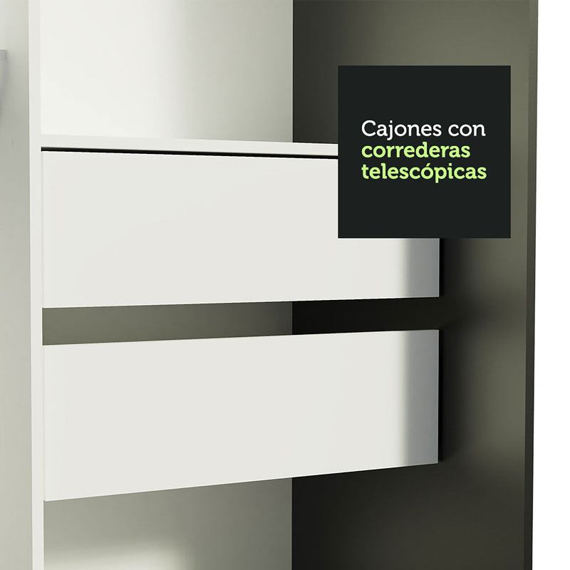 Closet Tokio Negro 109x218cm Con Espejo Y Cuatro Cajones