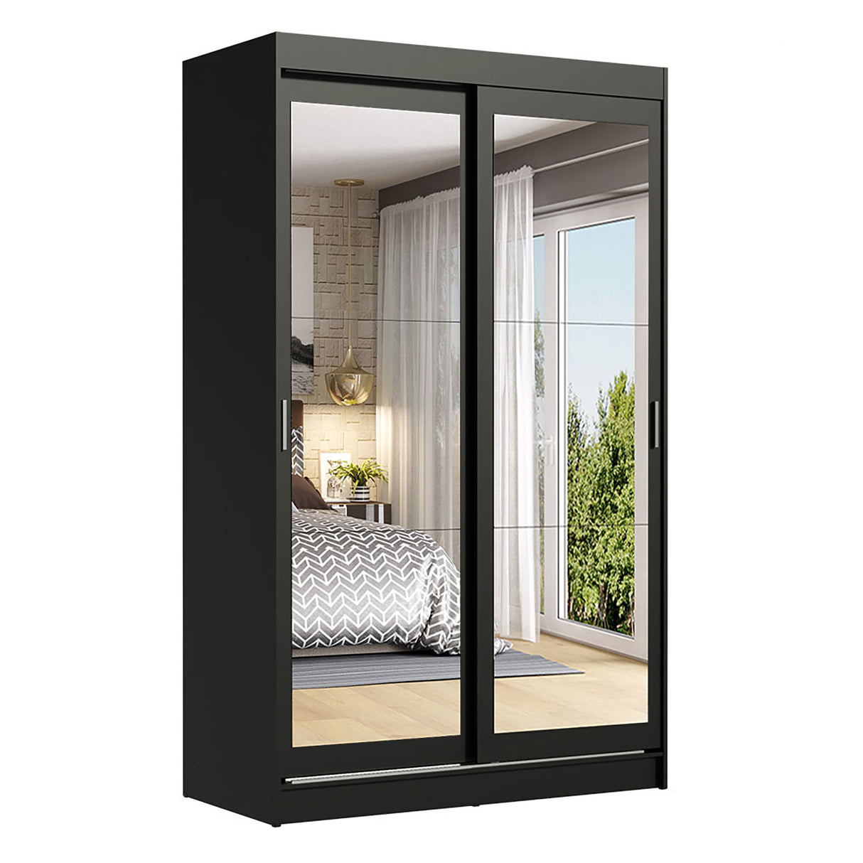 Closet Tokio Negro 109x218cm con Espejo y Cinco Cajones - Closets | Bylmo