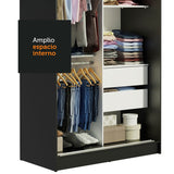 Closet Tokio Negro 109x218cm con Espejo y Cinco Cajones - Closets | Bylmo
