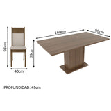 Combo Comedor y Sillas Louisiana Marron 160x79cm de 6 Puestos - Comedores | Bylmo