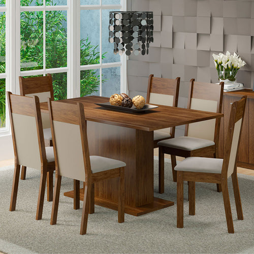 Combo Comedor Y Sillas Louisiana Marron 160x79cm De 6 Puestos