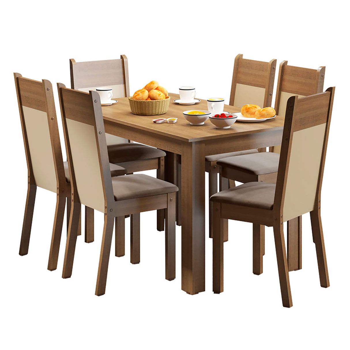 Combo Comedor y Sillas Honduras Marron 136x76cm de 6 Puestos - Comedores | Bylmo