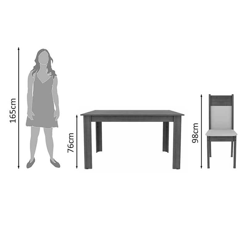 Combo Comedor Y Sillas Honduras Marron 136x76cm De 6 Puestos