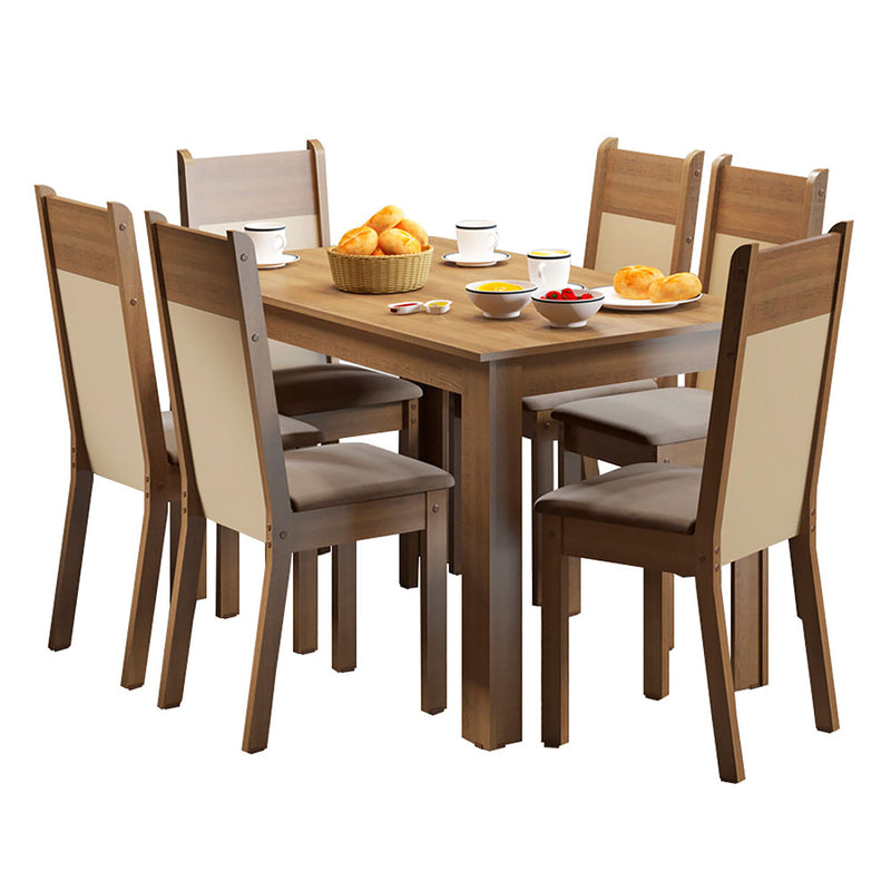 Combo Comedor Y Sillas Honduras Marron 136x76cm De 6 Puestos