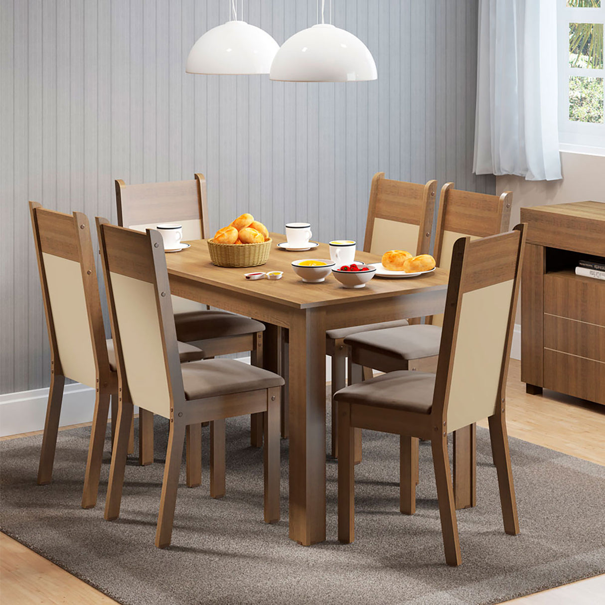 Combo Comedor y Sillas Honduras Marron 136x76cm de 6 Puestos - Comedores | Bylmo