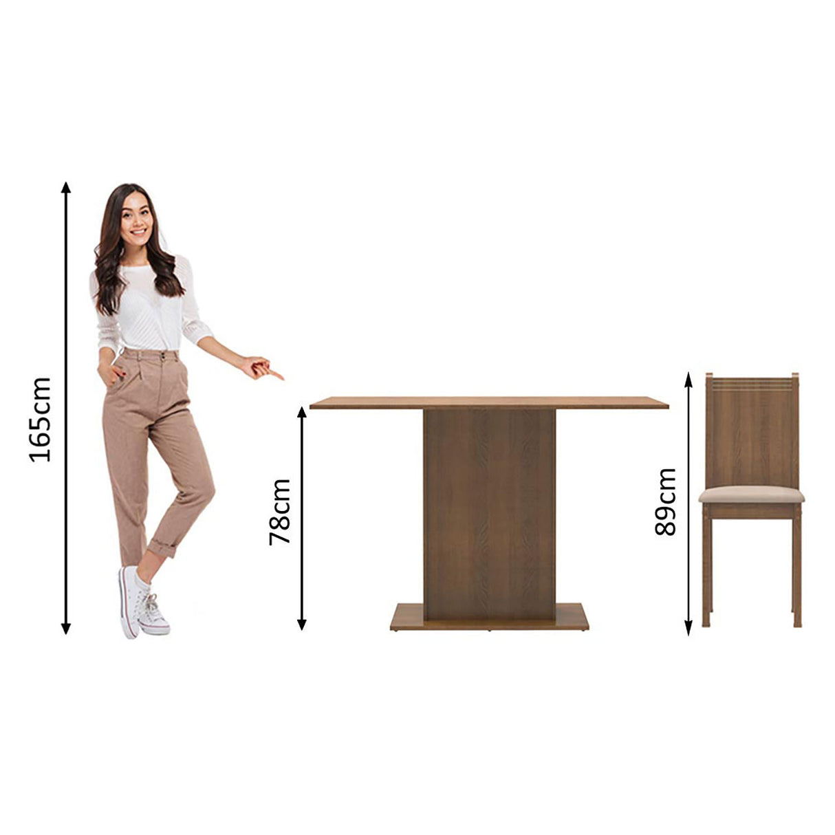 Combo Comedor y Sillas Lexy Marron 104x78cm de 4 Puestos - Comedores | Bylmo