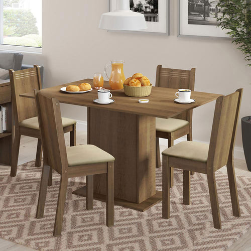 Combo Comedor Y Sillas Lexy Marron 104x78cm De 4 Puestos