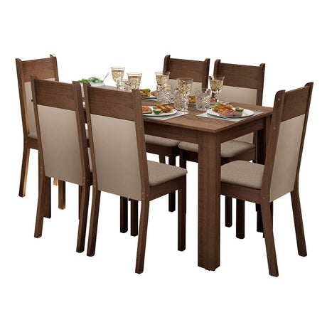 Combo Comedor y Sillas Jaíne Marron 136x76cm de 6 Puestos - Comedores | Bylmo