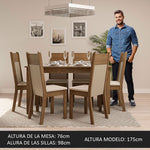 Combo Comedor Y Sillas Jaíne Marron 136x76cm De 6 Puestos