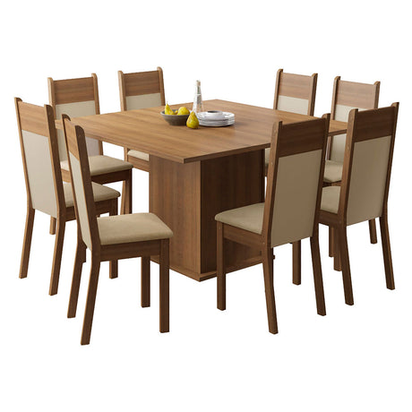 Combo Comedor y Sillas Panamá Marron 136x77cm de 8 Puestos - Comedores | Bylmo