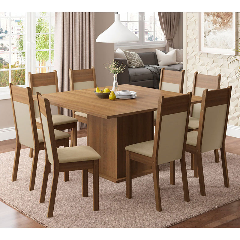 Combo Comedor Y Sillas Panamá Marron 136x77cm De 8 Puestos