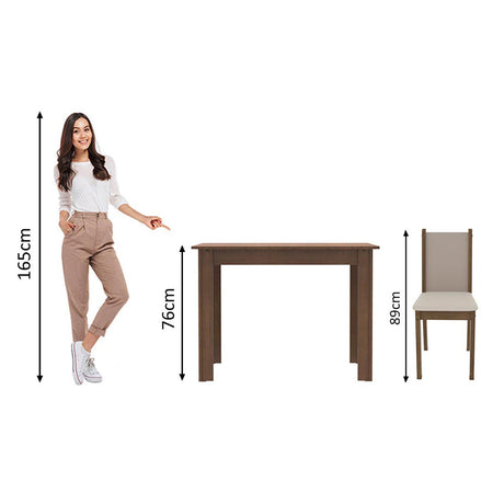 Combo Comedor y Sillas Cintia Marron 104x76cm de 4 Puestos - Comedores | Bylmo