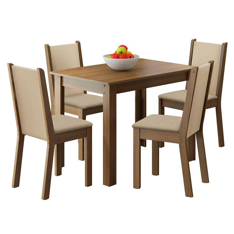 Combo Comedor Y Sillas Cintia Marron 104x76cm De 4 Puestos