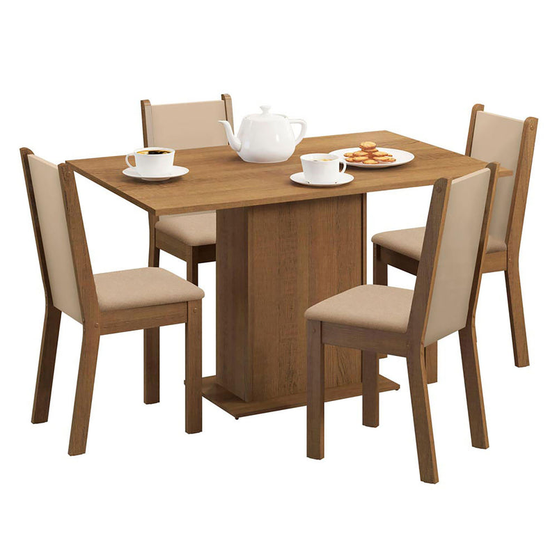 Combo Comedor Y Sillas Talita Marron 104x78cm De 4 Puestos