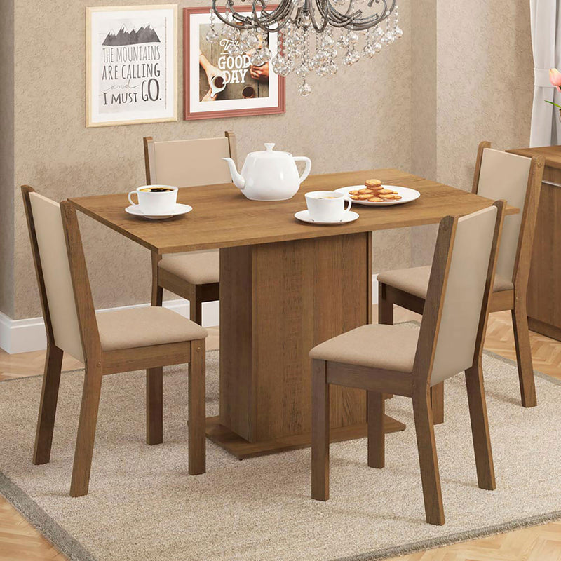 Combo Comedor Y Sillas Talita Marron 104x78cm De 4 Puestos