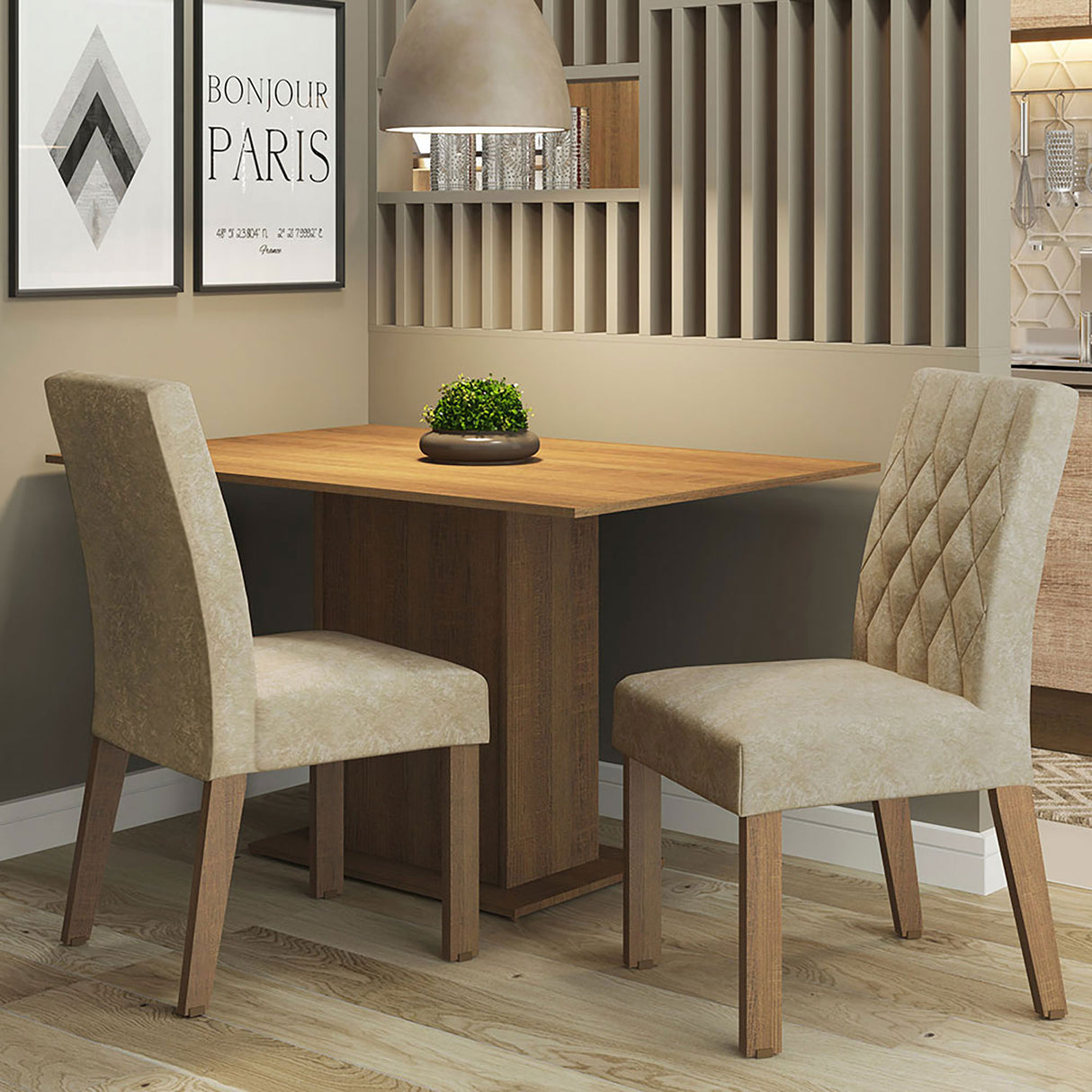 Combo Comedor y Sillas Tainá Marron 104x78cm de 2 Puestos - Comedores | Bylmo