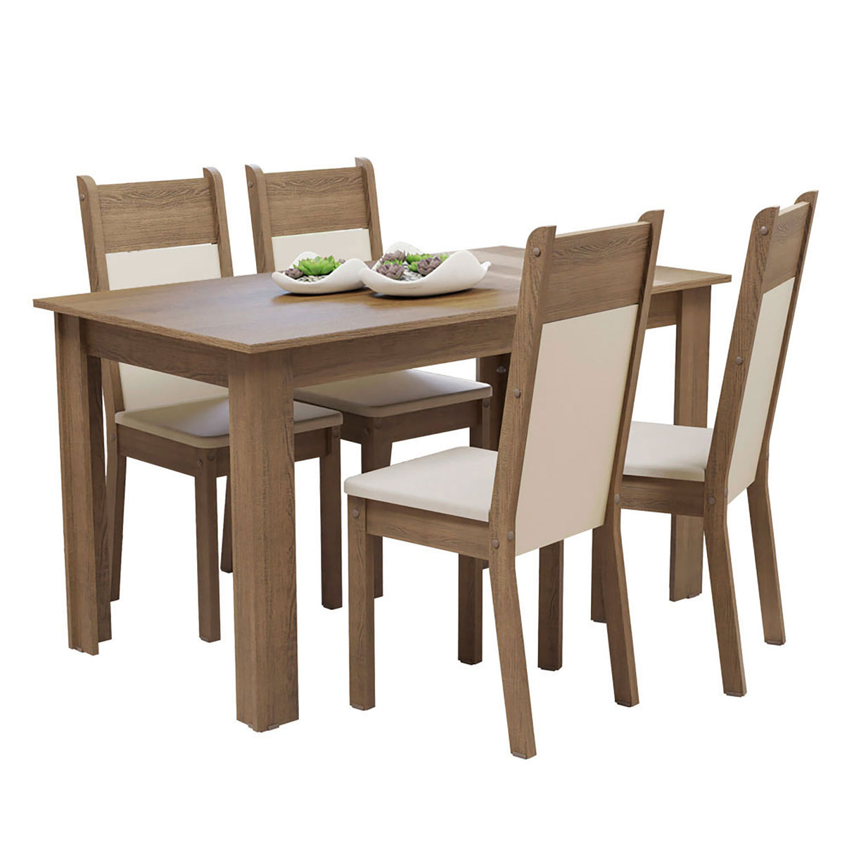 Combo Comedor y Sillas Cali Marron y Crema 136x76cm de 4 Puestos - Comedores | Bylmo