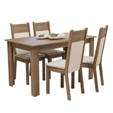 Combo Comedor y Sillas Cali Marron y Crema 136x76cm de 4 Puestos - Comedores | Bylmo