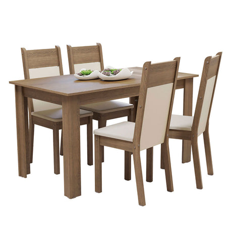 Combo Comedor y Sillas Cali Marron y Crema 136x76cm de 4 Puestos - Comedores | Bylmo
