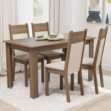 Combo Comedor y Sillas Cali Marron y Crema 136x76cm de 4 Puestos - Comedores | Bylmo