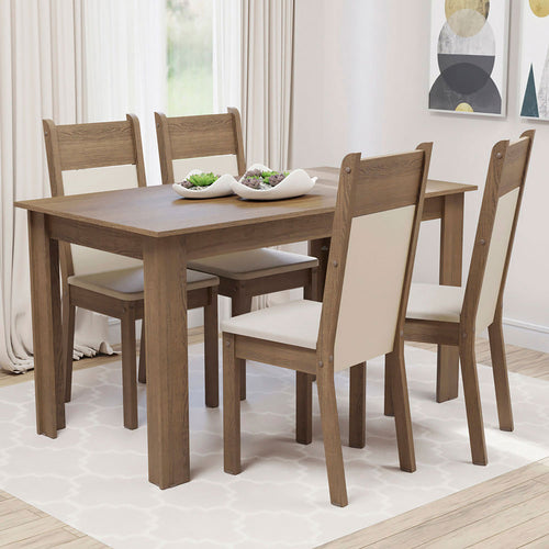 Combo Comedor Y Sillas Cali Marron Y Crema 136x76cm De 4 Puestos