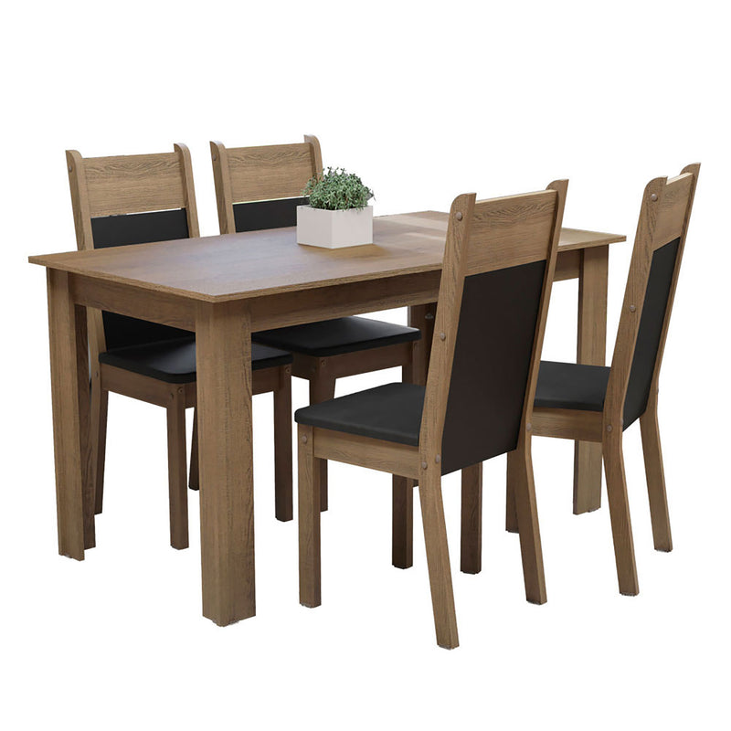 Combo Comedor Y Sillas Cali Marron Y Negro 136x76cm De 4 Puestos