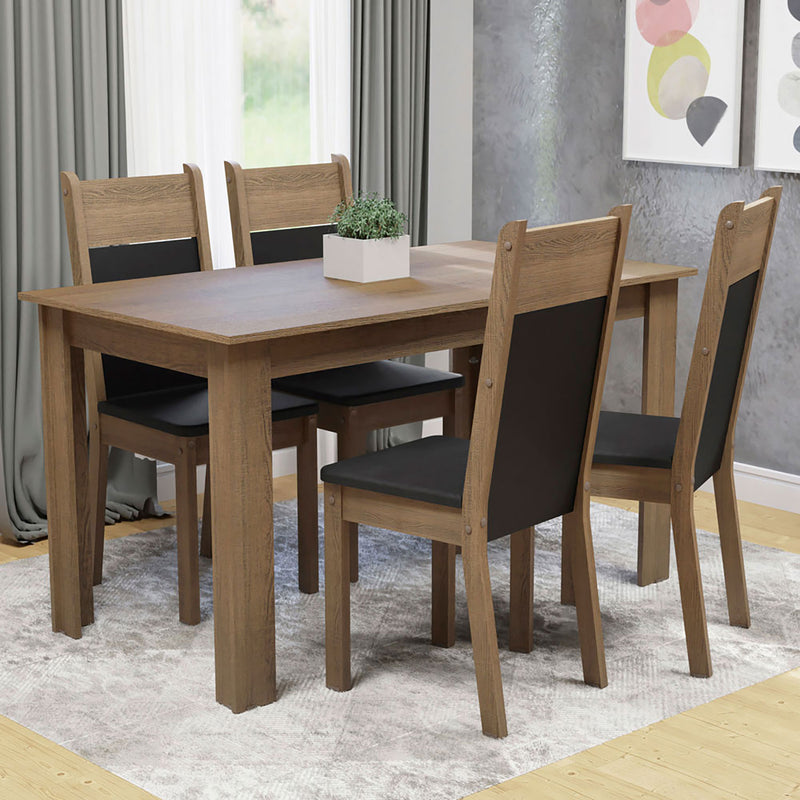 Combo Comedor Y Sillas Cali Marron Y Negro 136x76cm De 4 Puestos