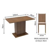 Combo Comedor y Sillas Luana Marron 104x78cm de 4 Puestos - Comedores | Bylmo