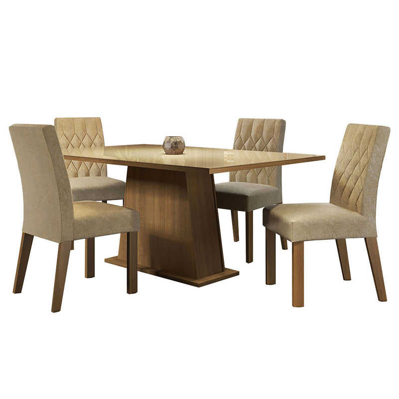 Combo Comedor Y Sillas Aryeli Marron 160x80cm De 4 Puestos