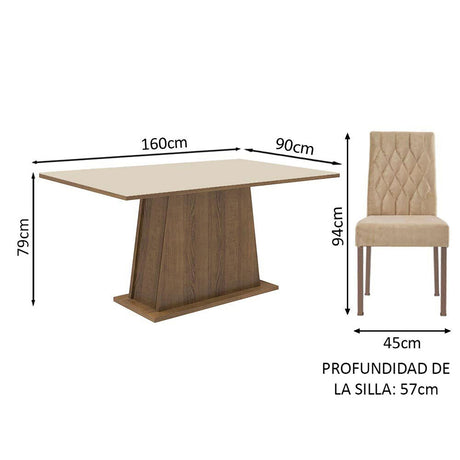 Combo Comedor y Sillas Ashley Marron 160x79cm de 4 Puestos - Comedores | Bylmo