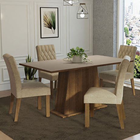 Combo Comedor y Sillas Ashley Marron 160x79cm de 4 Puestos - Comedores | Bylmo