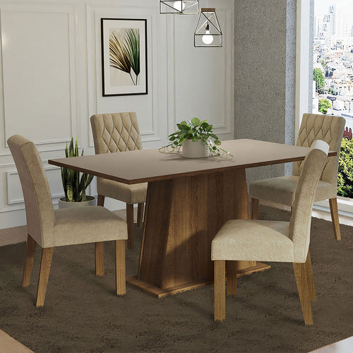 Combo Comedor Y Sillas Ashley Marron 160x79cm De 4 Puestos