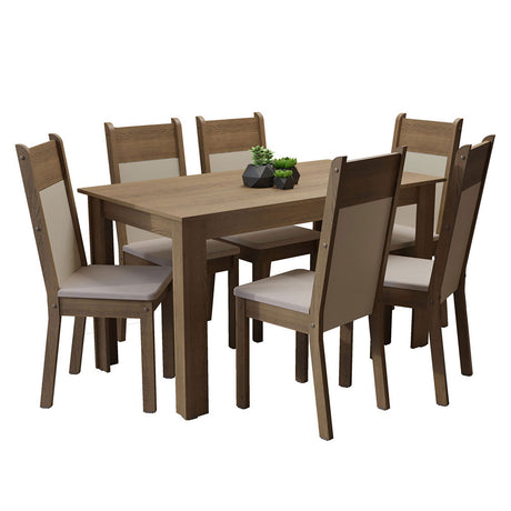 Combo Comedor y Sillas Medelin Marron 136x76cm de 6 Puestos - Comedores | Bylmo