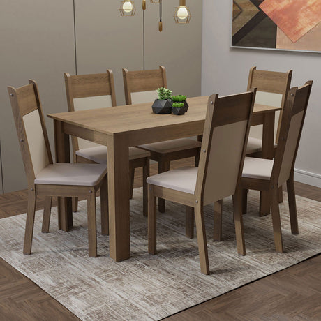 Combo Comedor y Sillas Medelin Marron 136x76cm de 6 Puestos - Comedores | Bylmo