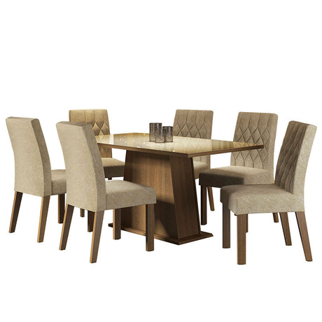 Combo Comedor y Sillas Stéfani Marron 160x80cm de 6 Puestos - Comedores | Bylmo