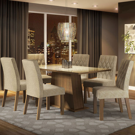 Combo Comedor y Sillas Stéfani Marron 160x80cm de 6 Puestos - Comedores | Bylmo