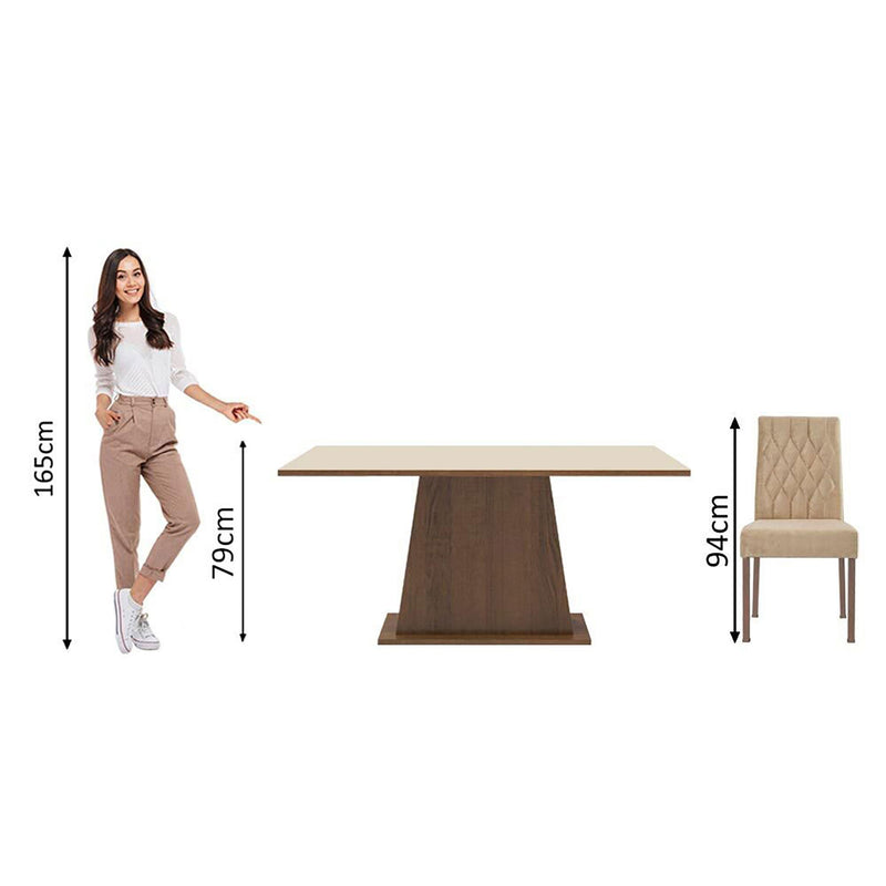 Combo Comedor Y Sillas Britney Marron 160x79cm De 6 Puestos